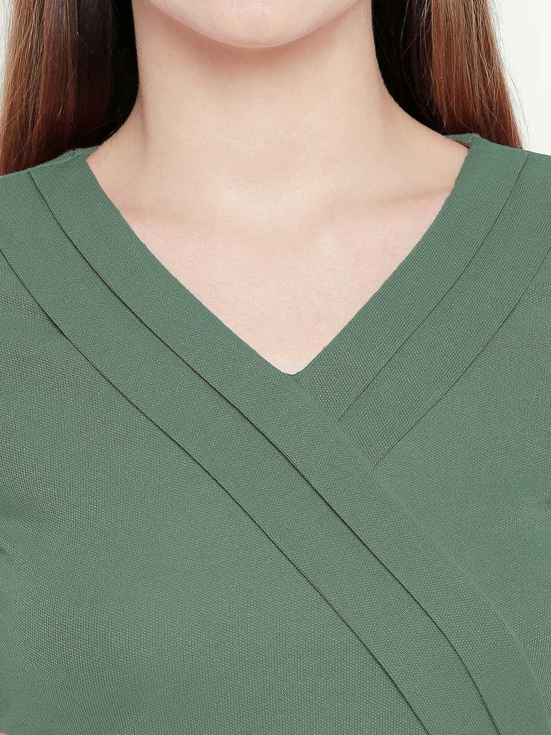 Solid Green Top with Peplum