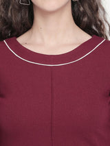 Solid Maroon Top with Slit Sleeve