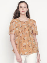 Yellow Georgette Printed Top