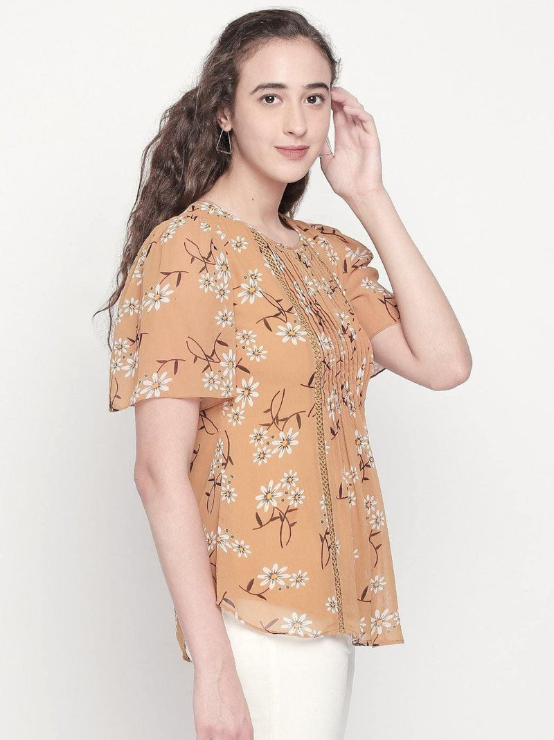 Yellow Georgette Printed Top