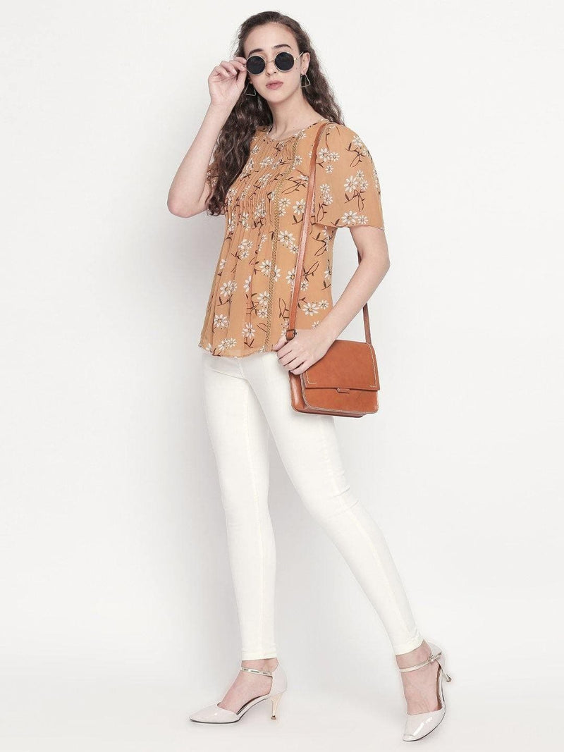 Yellow Georgette Printed Top