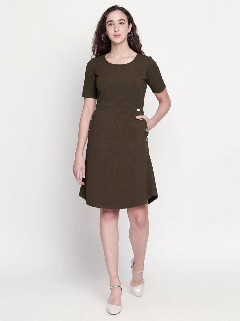 Green Acrylic A-line Dress