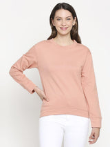 Peach Looper Knit Cotton Pullover