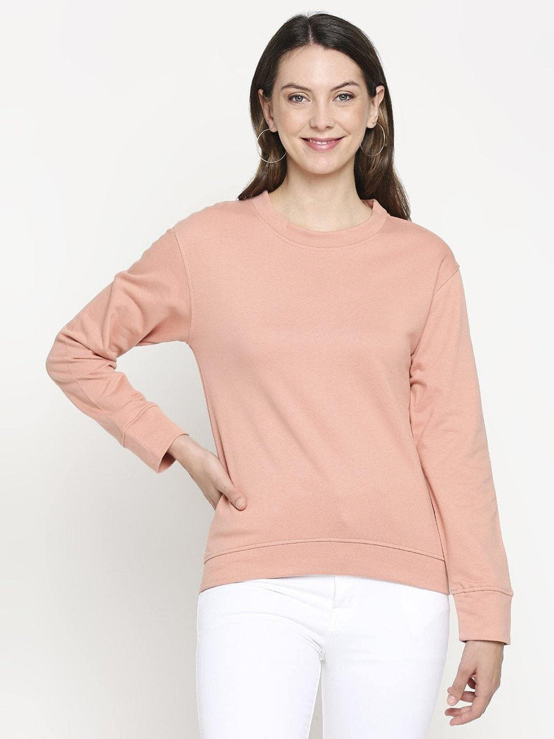 Peach Looper Knit Cotton Pullover