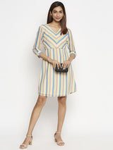 Multi Colour Stripe Crepe Dress