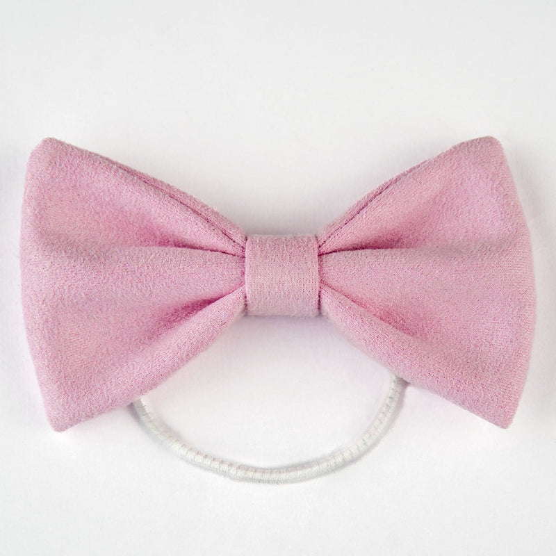 Blush Pink Suede Bow Hair Tie