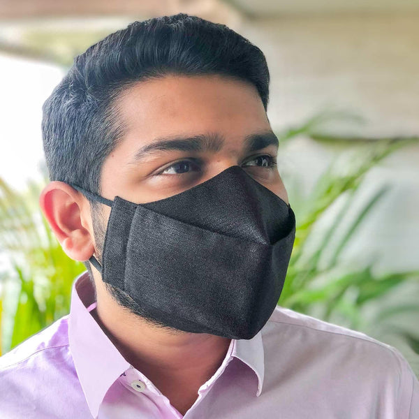 Charcoal Black Adults Linen Delta Mask