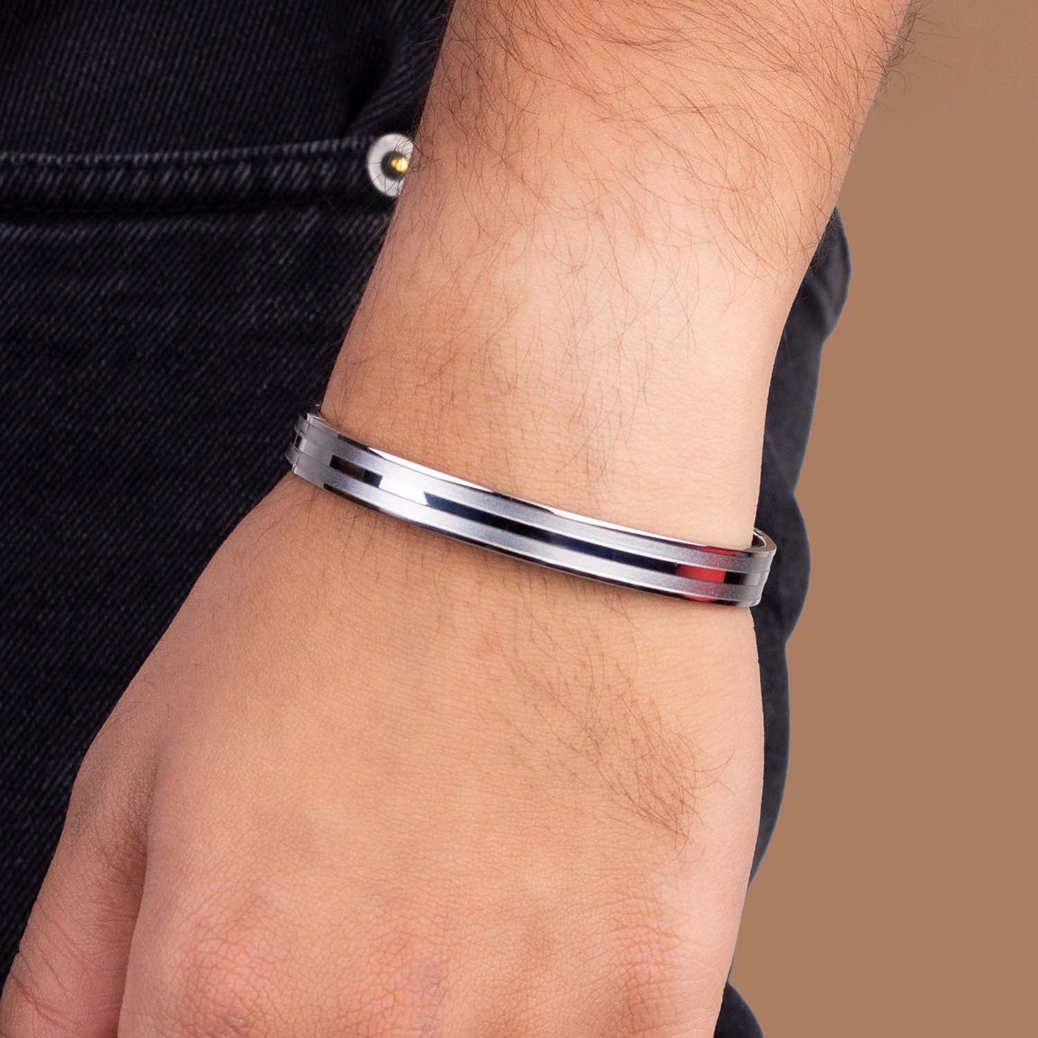 Buy Silver Kada Bracelets For Men Mesmerize India