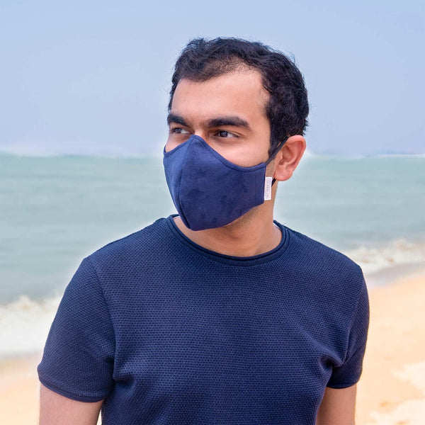 Navy Blue Adults Suede Aero Mask