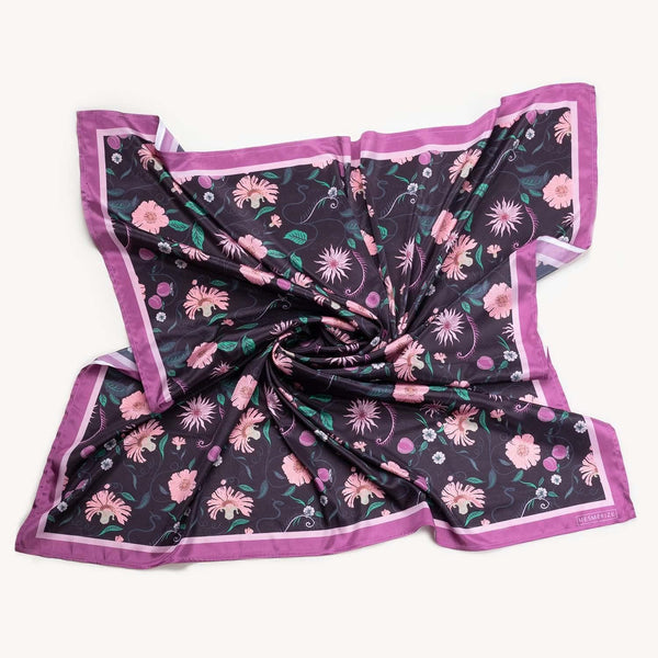 Wisteria Print Satin Square Scarf
