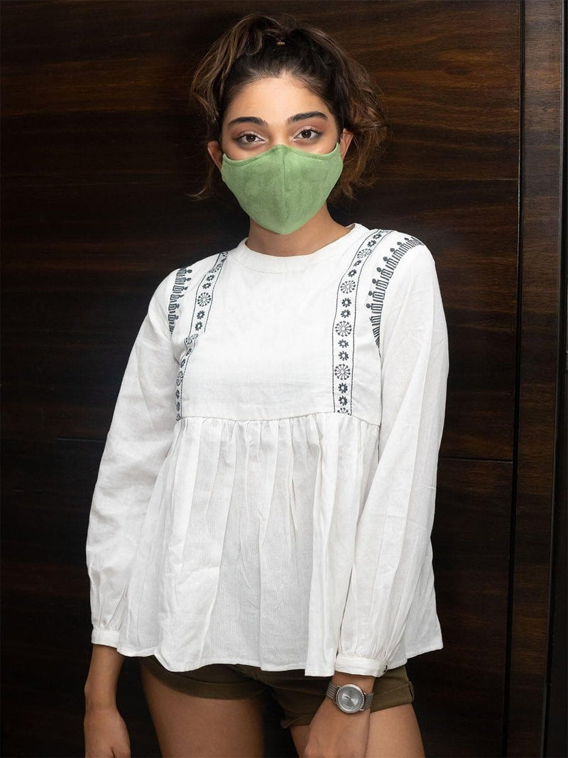 White Cotton Embroidered Top