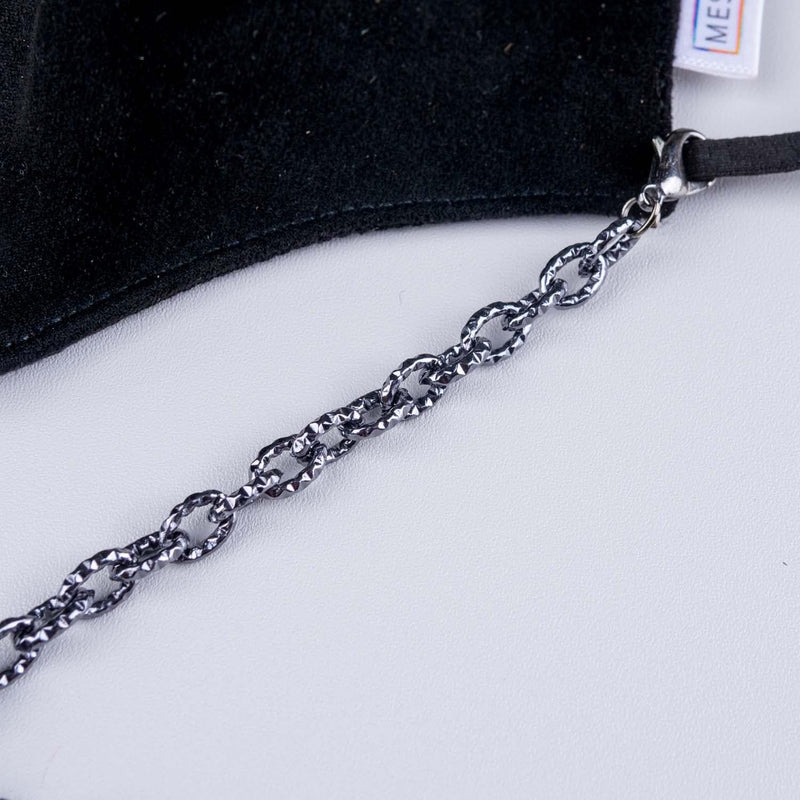 Double Loop Gun Metal Mask Chain (Chiselled, Twisted)
