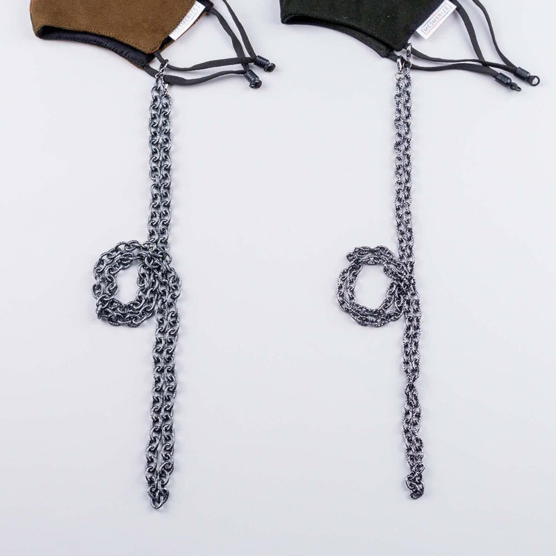 Double Loop Gun Metal Mask Chain (Chiselled, Twisted)