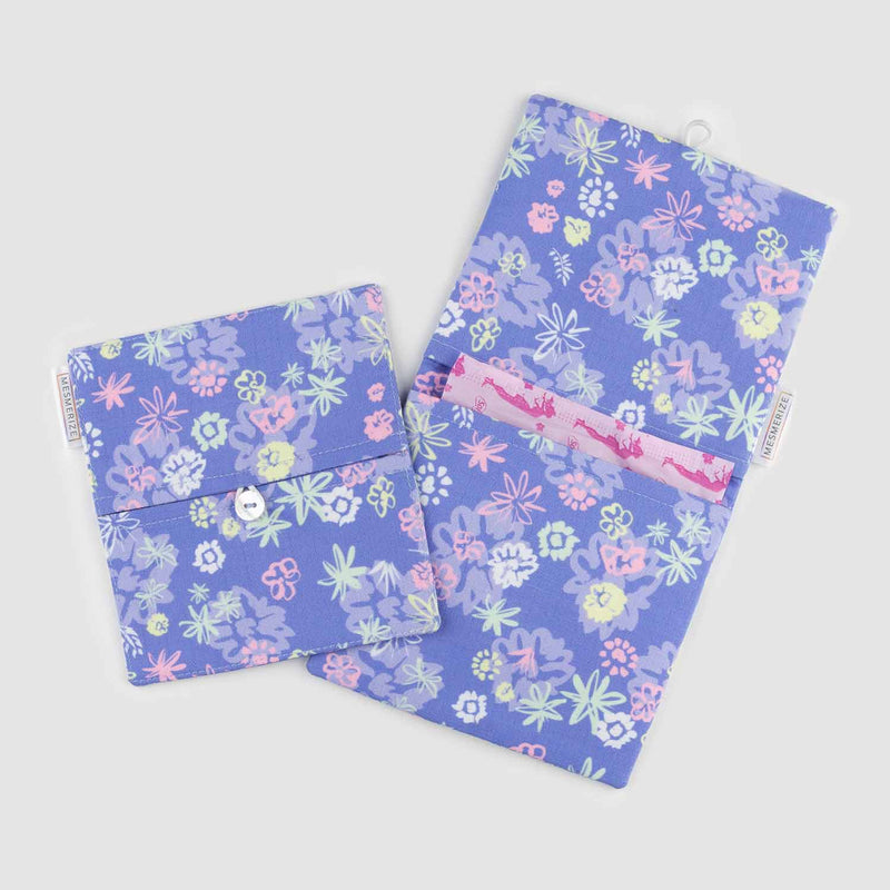 Blue Floral Cloth Sanitary Pad Pouches (Pack of 2)