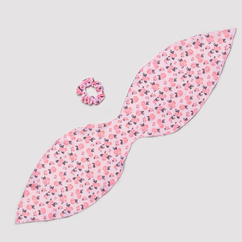 Pink Rosette Skinny Scarf Scrunchie
