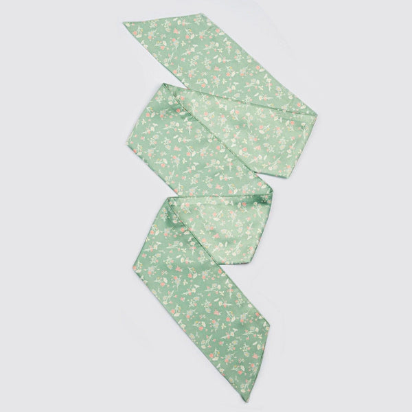 Pastel Green Floral Skinny Scarf