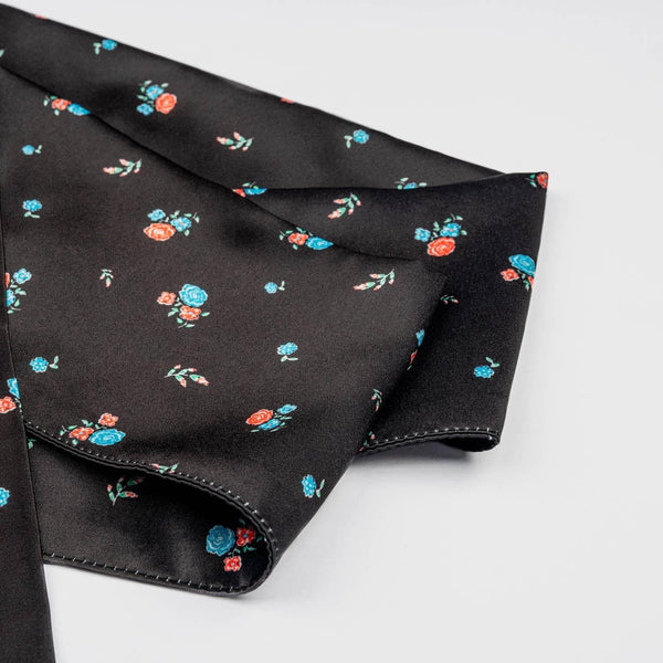 Phantom Black Floral Skinny Scarf