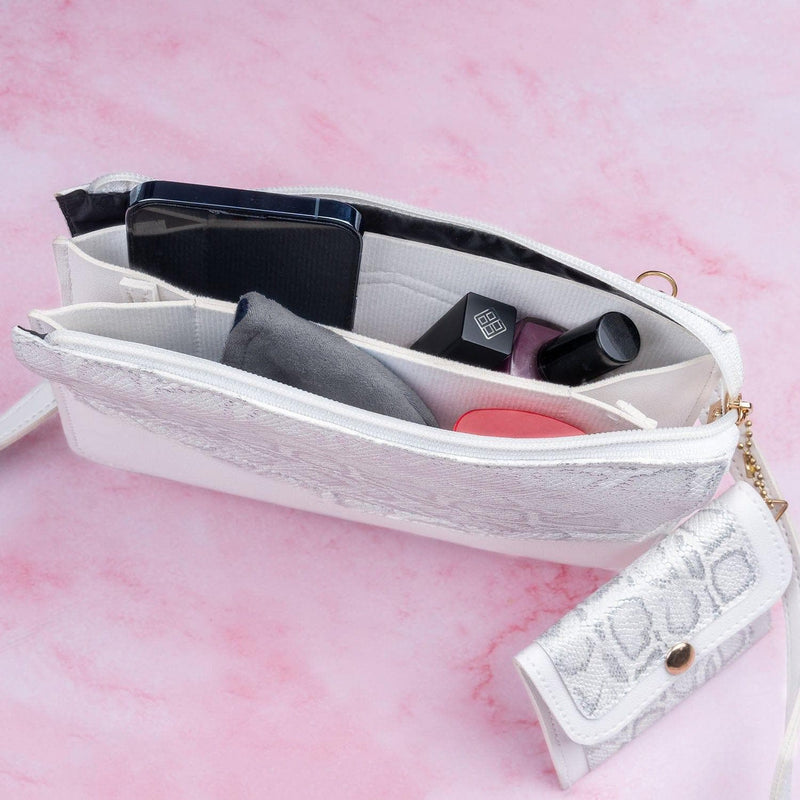 Dakota White Zippered Sling Bag (With Coin Pouch)