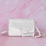 Dakota White Zippered Sling Bag (With Coin Pouch)