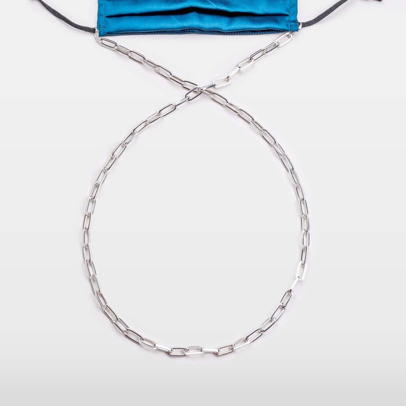 Double Loop Linked Silver Mask Chain