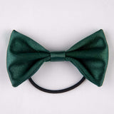 Emerald Green Diamond Satin Bow Hair Tie