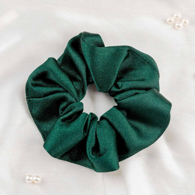 Emerald Green Regular Diamond Satin Scrunchie