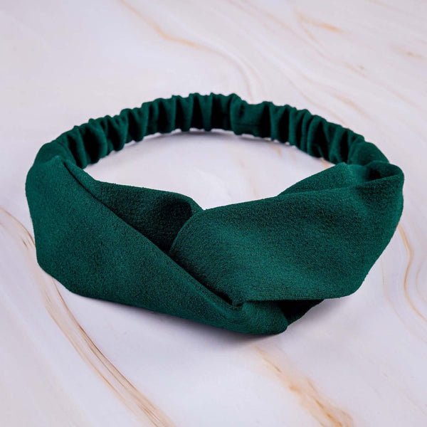 Forest Green Elastic Crepe Knit Hairband