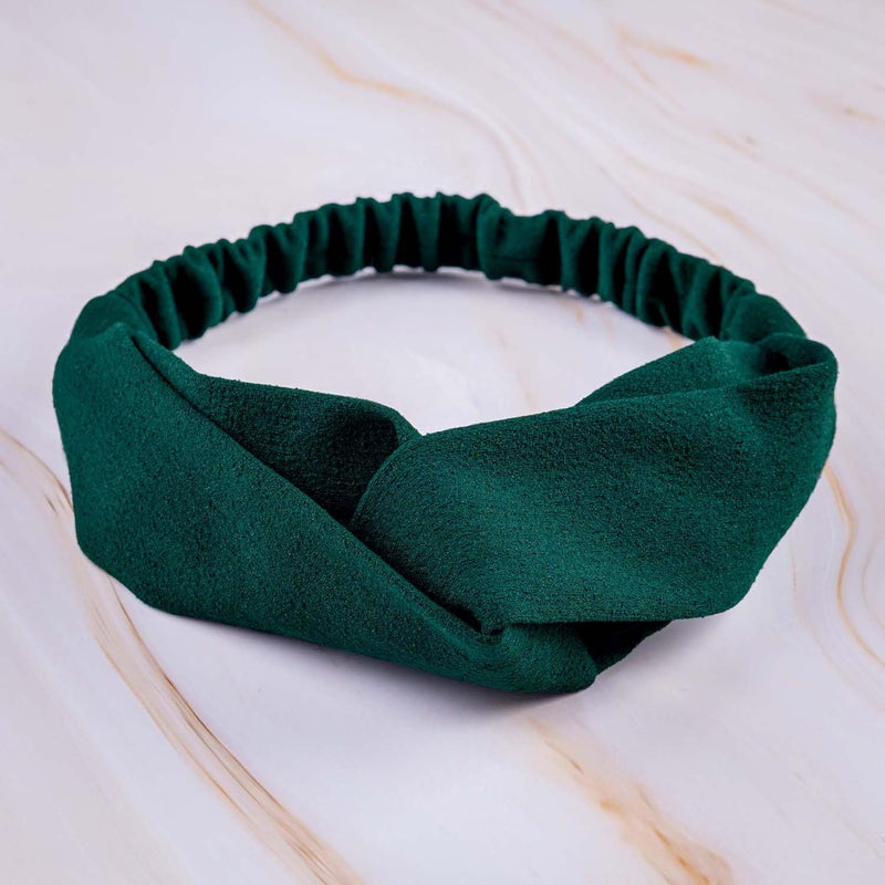 Forest Green Elastic Crepe Knit Hairband