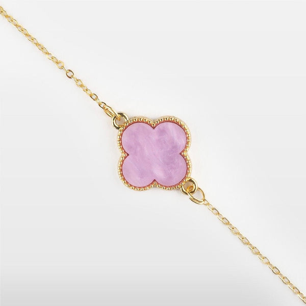 Lavender Pink Four Leaf Clover Bracelet