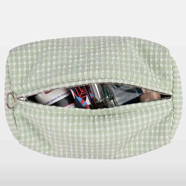 Sage Green Gingham Vanity Pouch