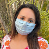 Crystal Blue Adults Satin Pleated Mask