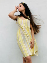 Yellow Cotton Fit & Flare Dress