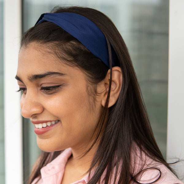 Indigo Blue Elastic Satin Hairband