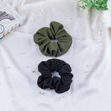 Regular Knitted Scrunchie (Green, Black)