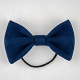 Navy Blue Suede Bow Hair Tie