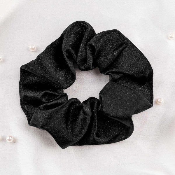 Onyx Black Regular Diamond Satin Scrunchie
