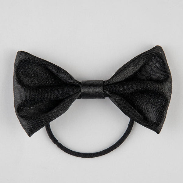 Onyx Black Diamond Satin Bow Hair Tie