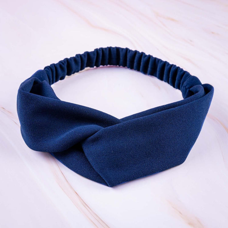 Oxford Blue Elastic Crepe Knit Hairband