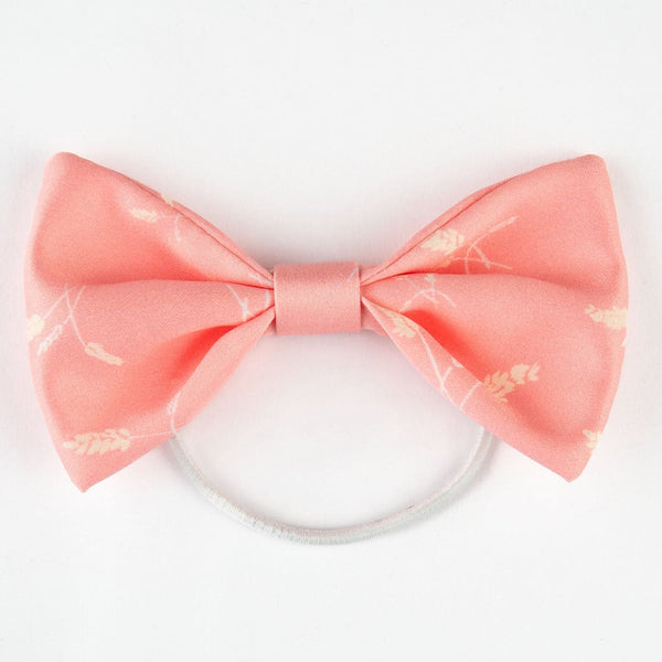 Pearl Peach Floral Bow Hair Tie