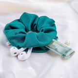 Royal Teal Secret Pocket Matte Satin Scrunchie