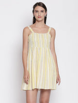 Yellow Cotton Fit & Flare Dress