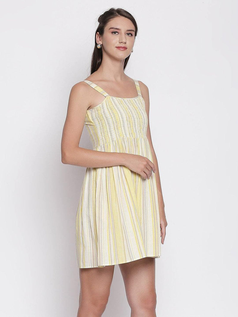 Yellow Cotton Fit & Flare Dress