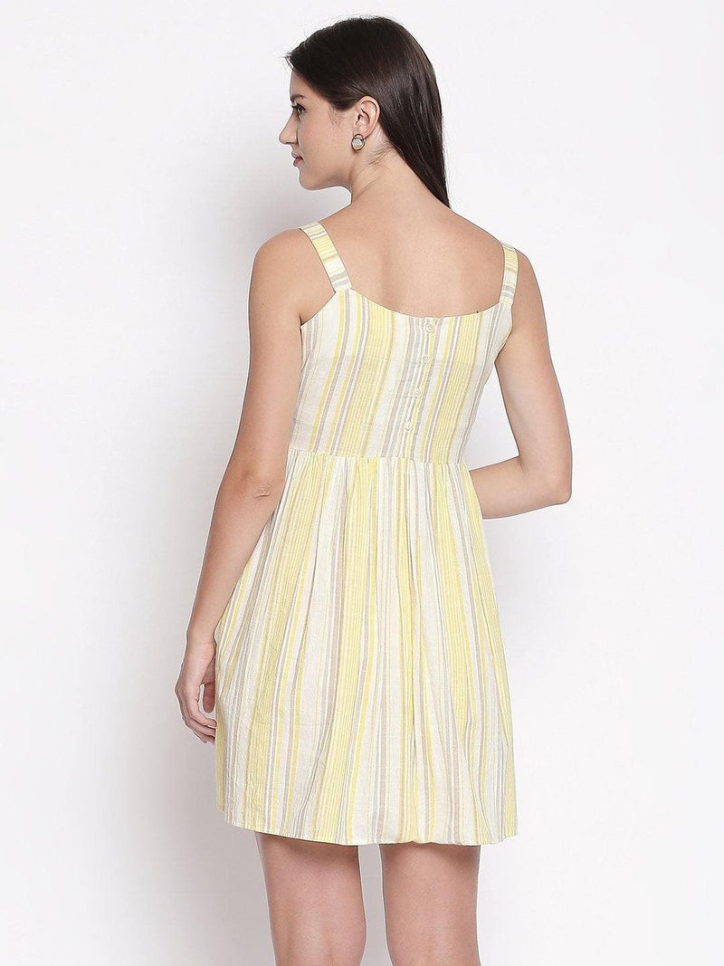 Yellow Cotton Fit & Flare Dress