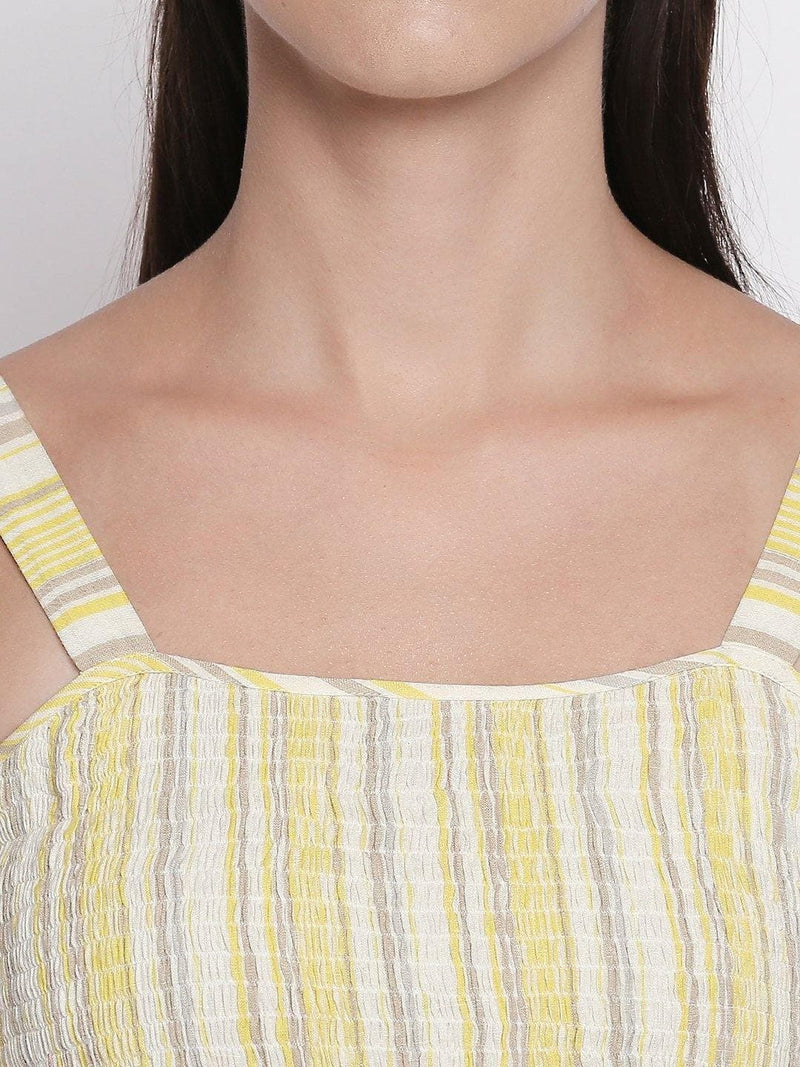 Yellow Cotton Fit & Flare Dress