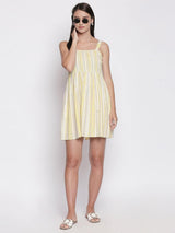 Yellow Cotton Fit & Flare Dress