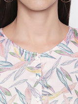 Peach Cotton Viscose Blend Peplum Top