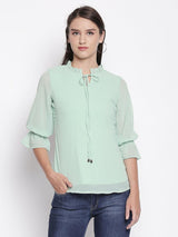 Green Georgette Regular Top