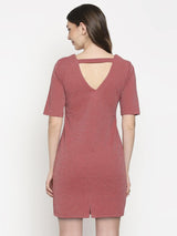 Brown Knitted Blend Slit Dress