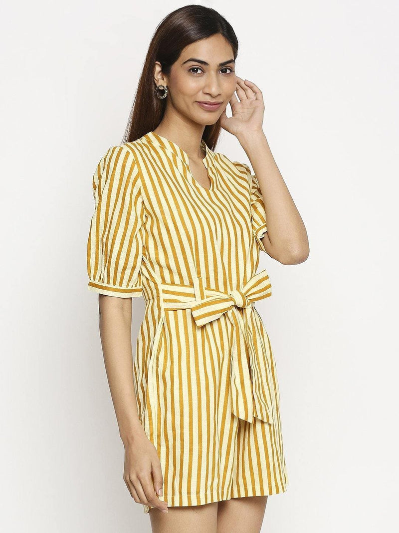Yellow Cotton Romper/Playsuit Dress