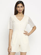 White Lace Romper/Playsuit Dress